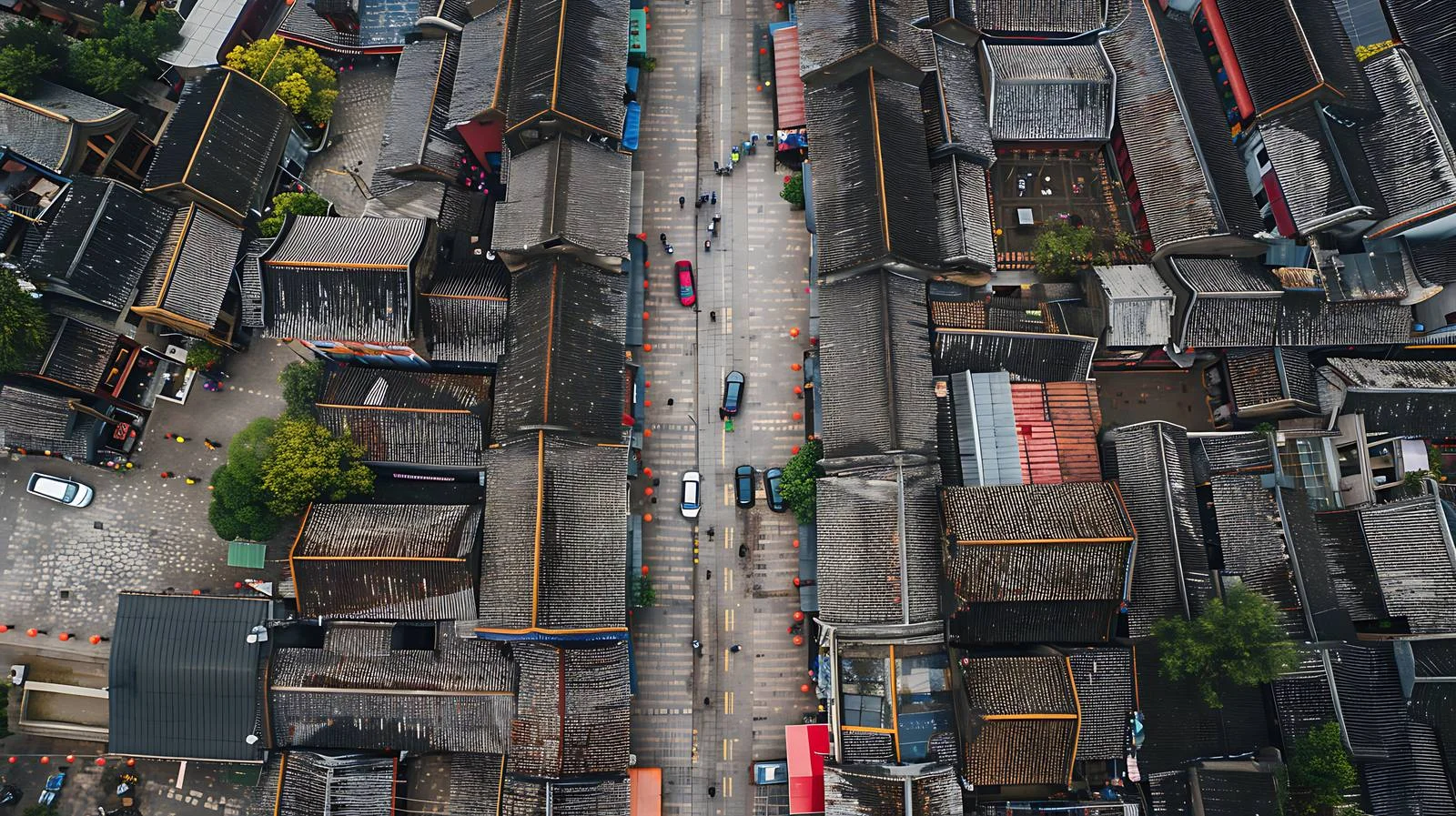 Aerial View of Zhegao Old Street, Chaohu — free download from Dotvec