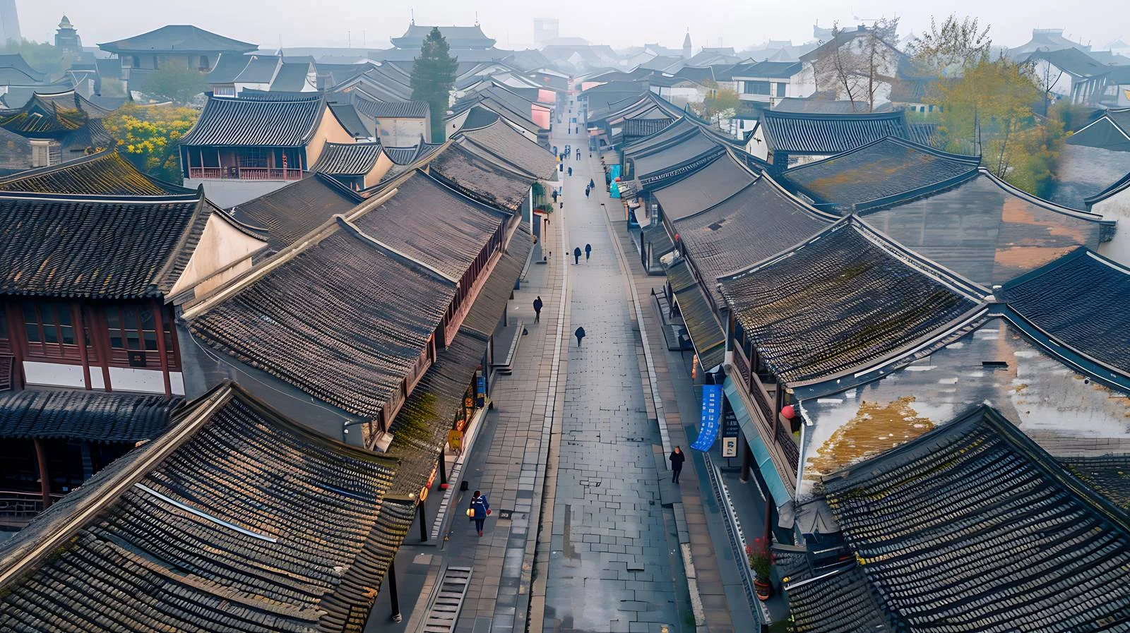 Zhegao Old Street Aerial View in Chaohu — free download from Dotvec