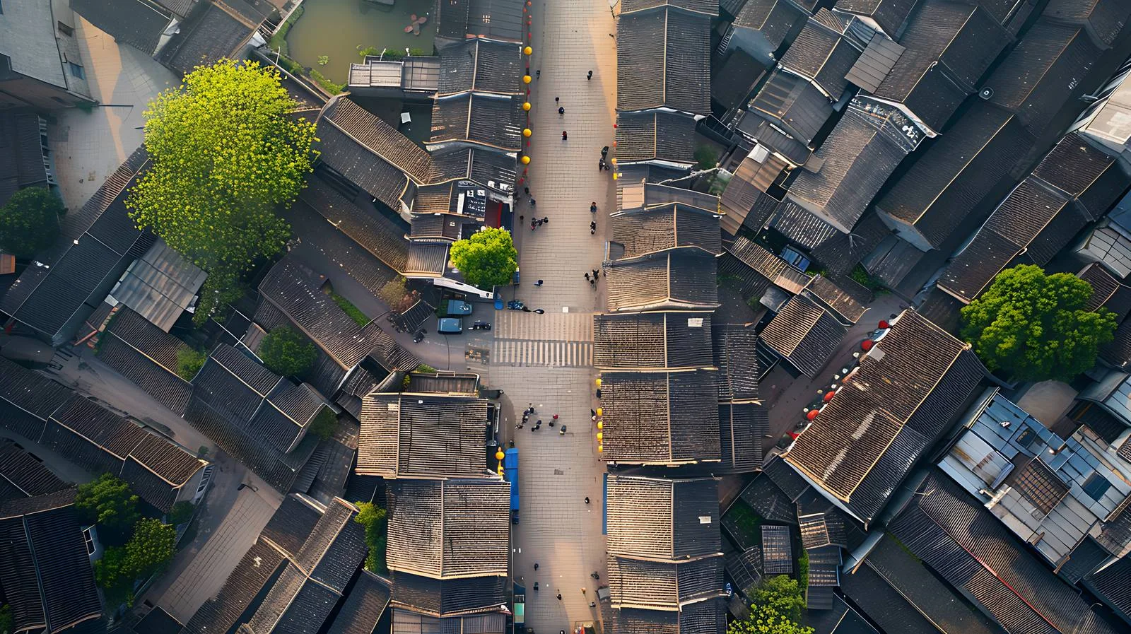 Bird's Eye View of Zhegao Ancient Street in Chaohu — free download from Dotvec