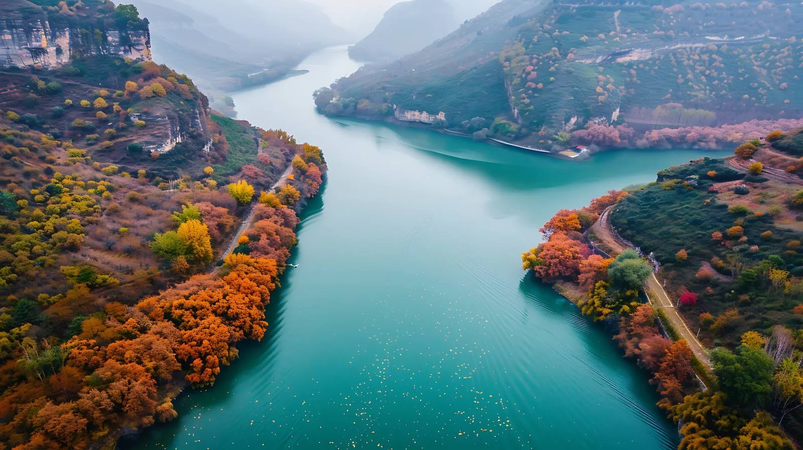 Autumn Aerial View of Huachuan — free download from Dotvec