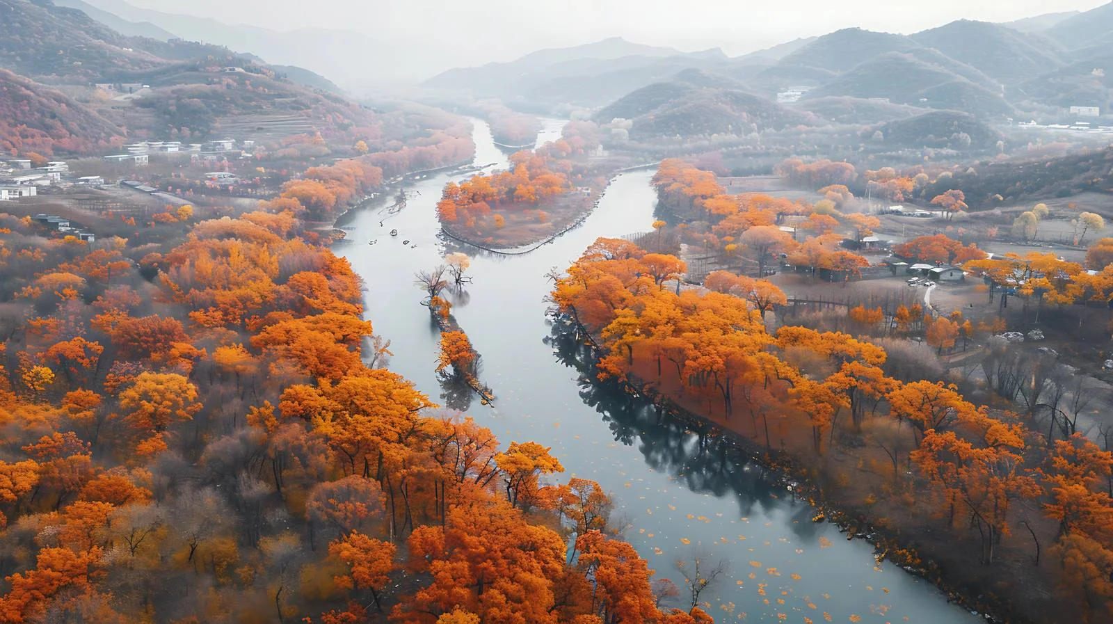 Autumn Aerial View of Tonghe Scenery — free download from Dotvec