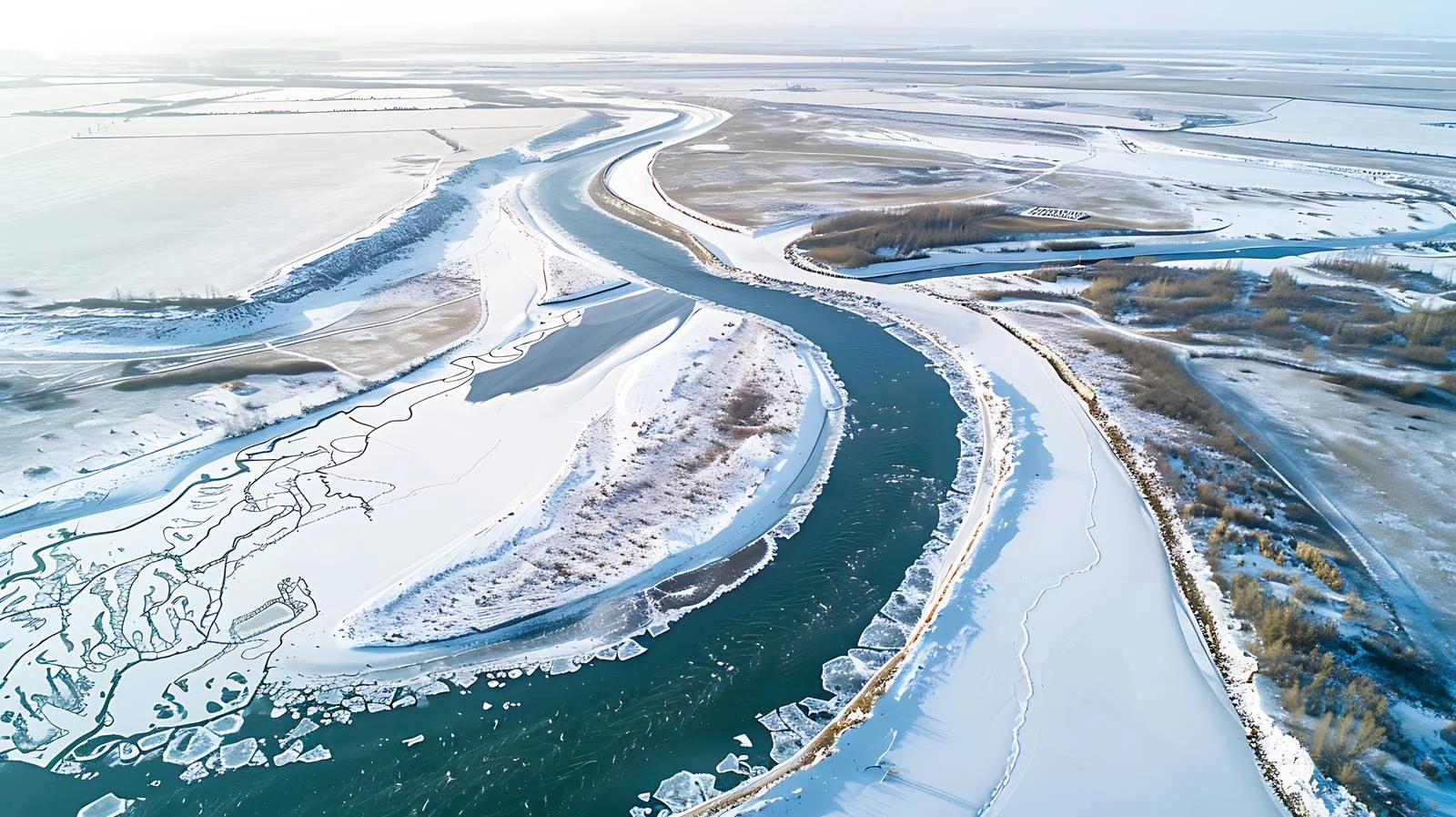 Spectacular Aerial View of Songhua River – free fuji image from Dotvec