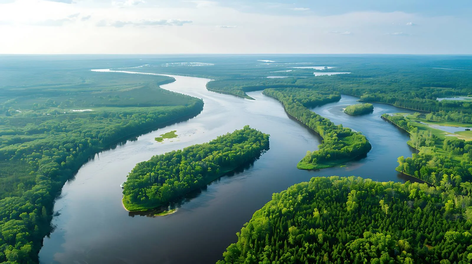 Aerial Perspective of Northern Minnesota's Mississippi River — free download from Dotvec