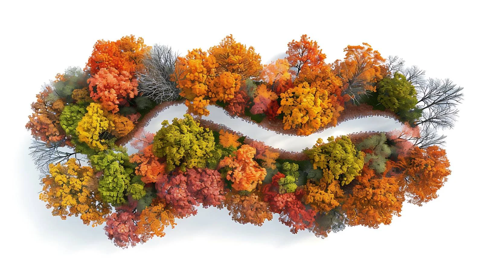 Autumn landscape with road winding through trees — free download from Dotvec