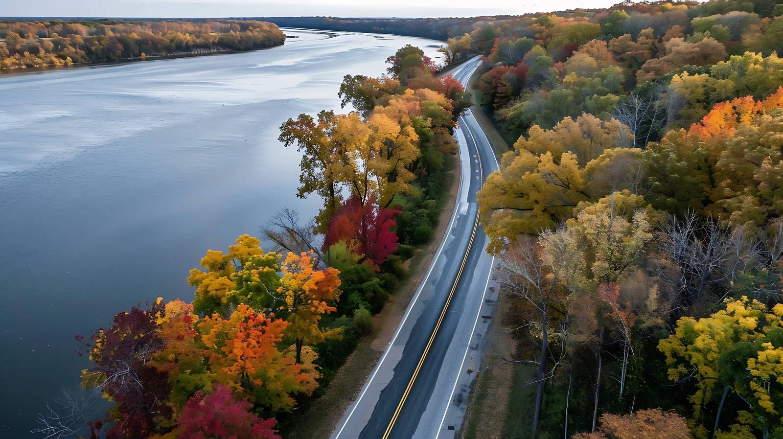 Scenic River Road Bend Along Mississippi — free download from Dotvec
