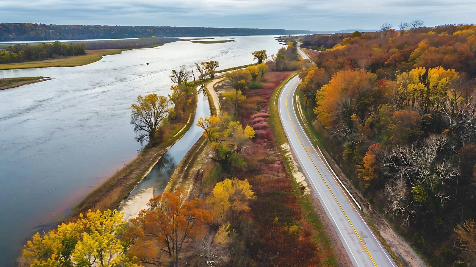Scenic Riverbend Road Along Mississippi Aerial View — free download from Dotvec