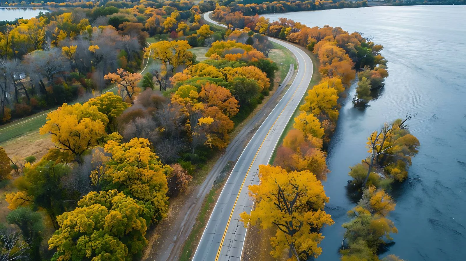 Scenic River Bend with Winding Road — free download from Dotvec