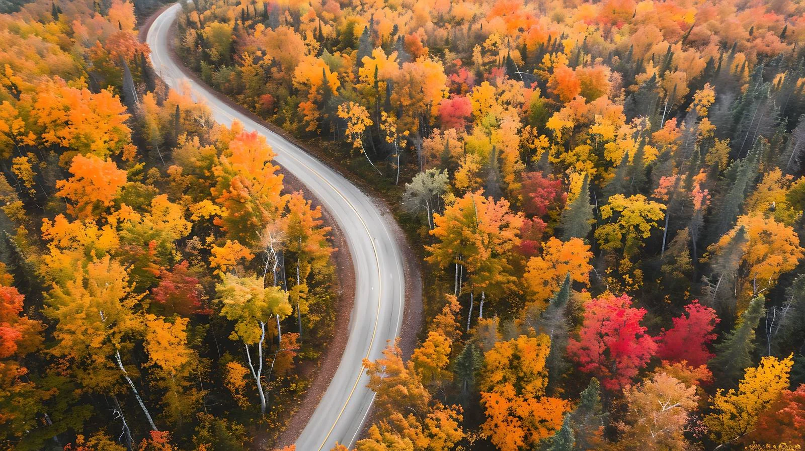 Scenic Autumn Road Meandering Through Forest — free download from Dotvec