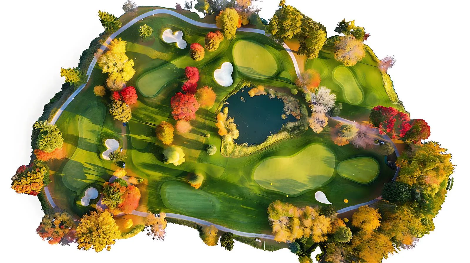 Autumn Golf Course Aerial View Isolation — free download from Dotvec