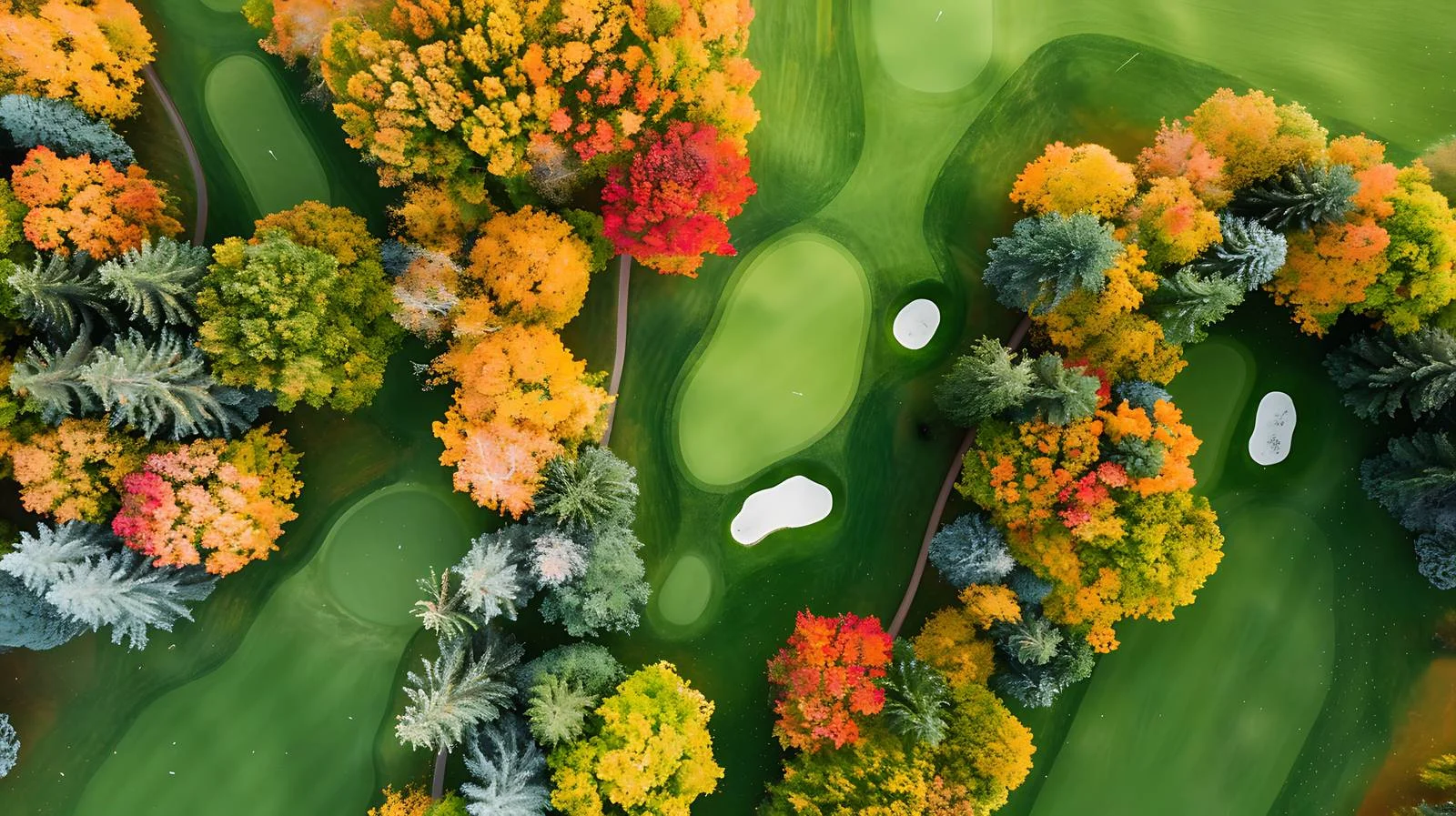 Autumn Golf Course Aerial in White — free download from Dotvec