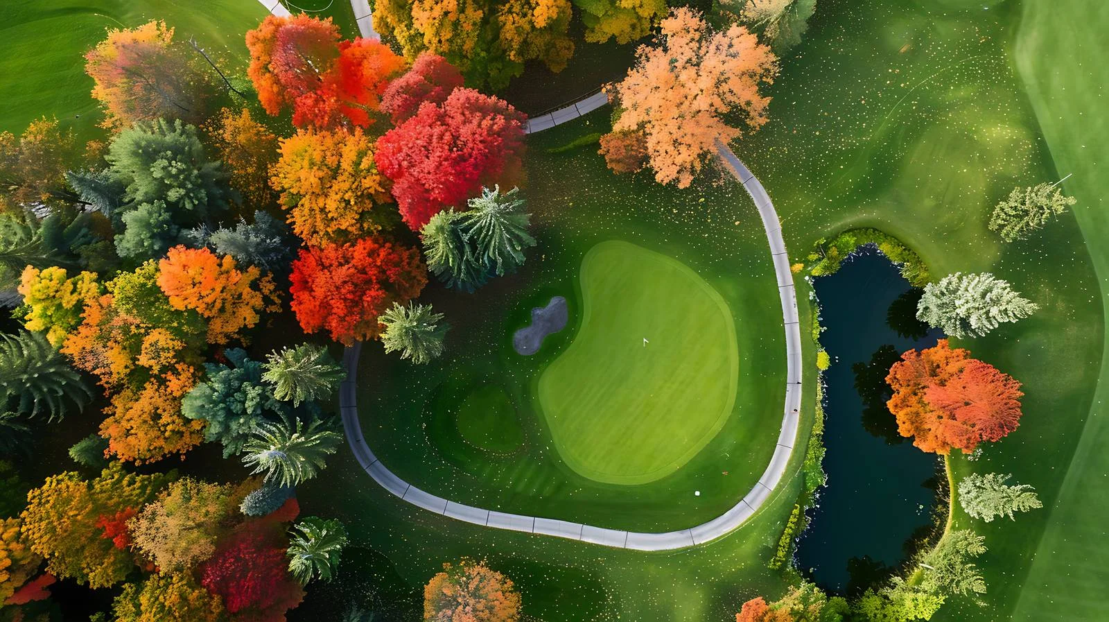 Fall Aerial View of Isolated Golf Course — free download from Dotvec
