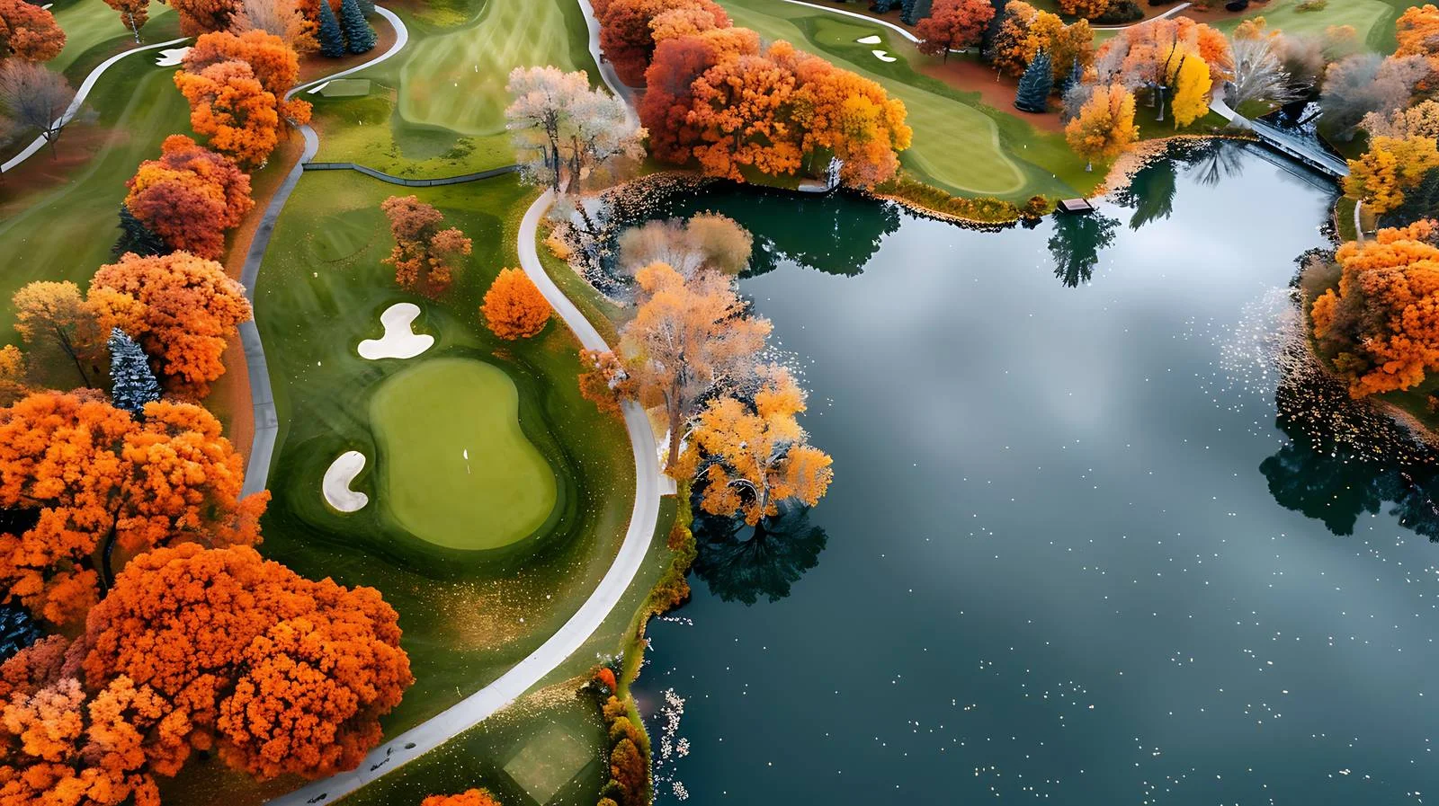 Scenic Autumn Aerial of Golf Course — free download from Dotvec