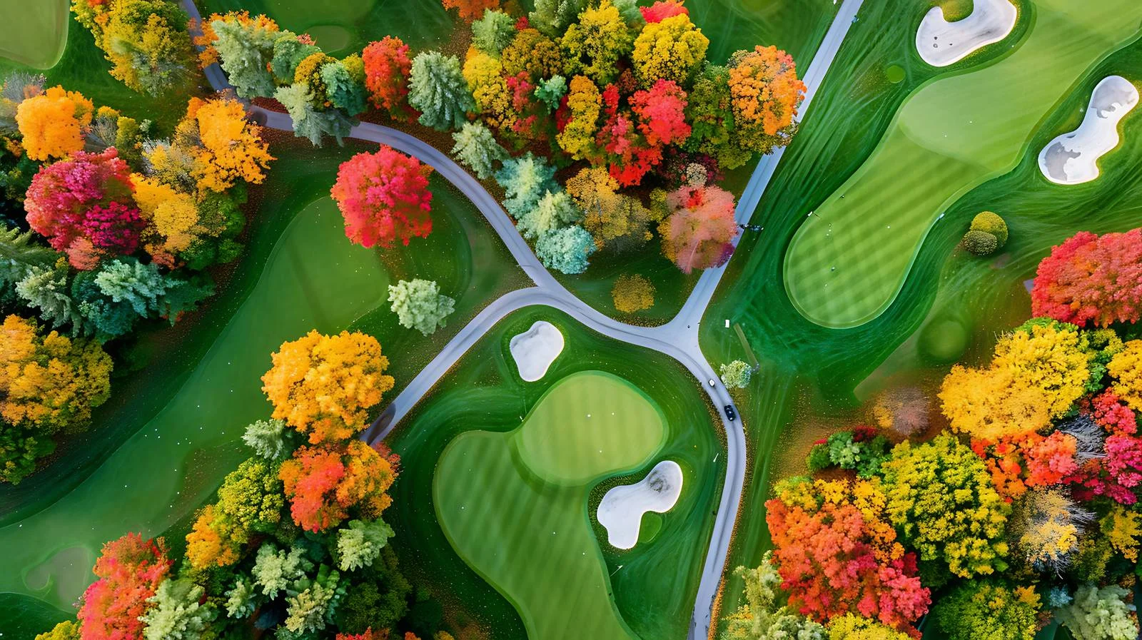 Autumn Golf Course Aerial Perspective — free download from Dotvec