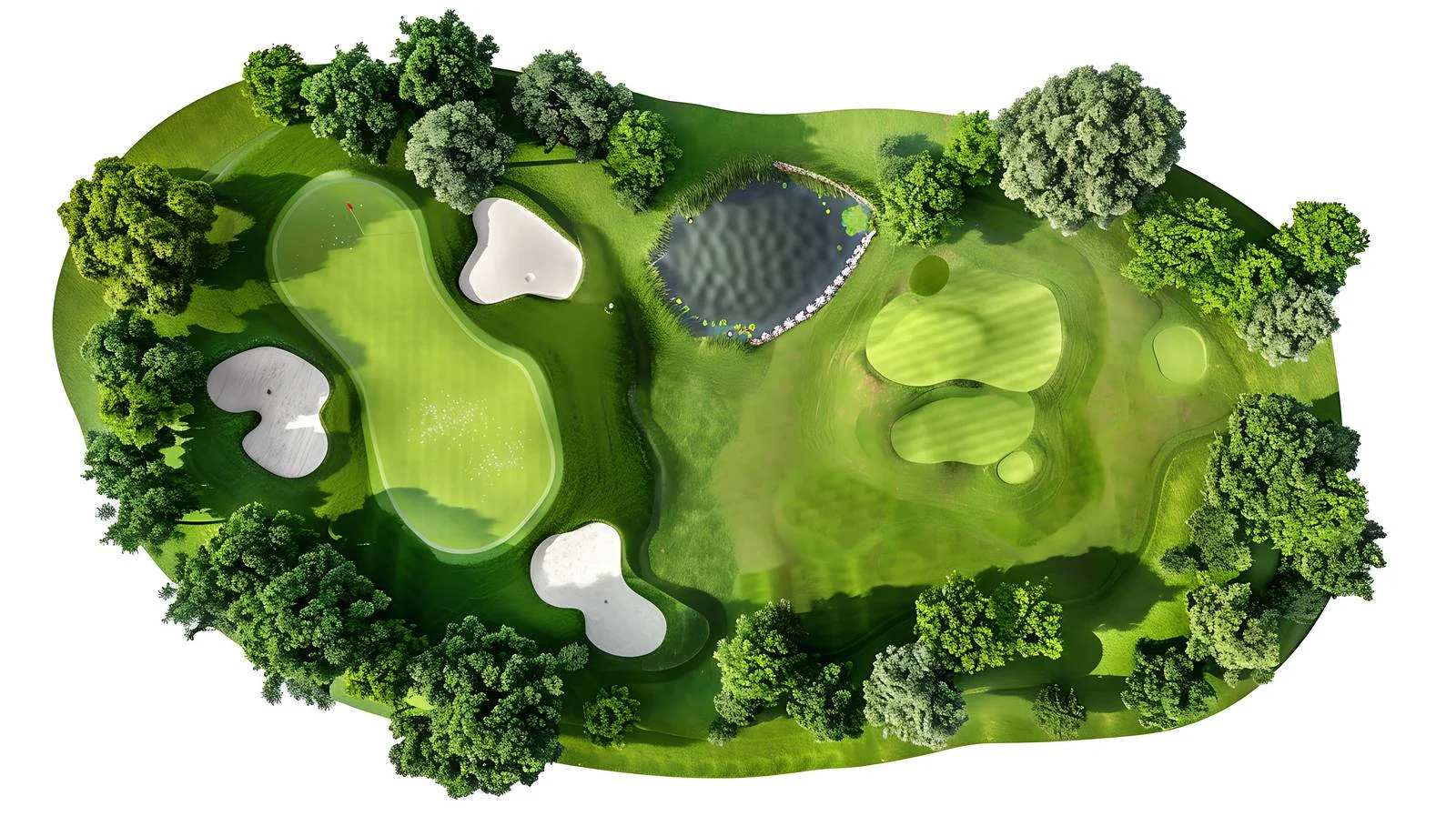 Panoramic golf course view with sand traps — free download from Dotvec