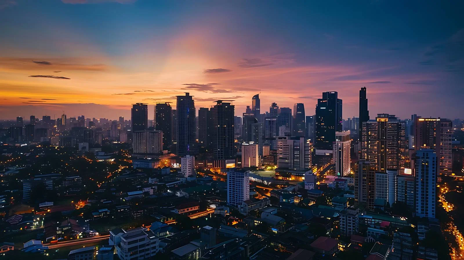 Urban Night Lights Over City Skyline — free download from Dotvec