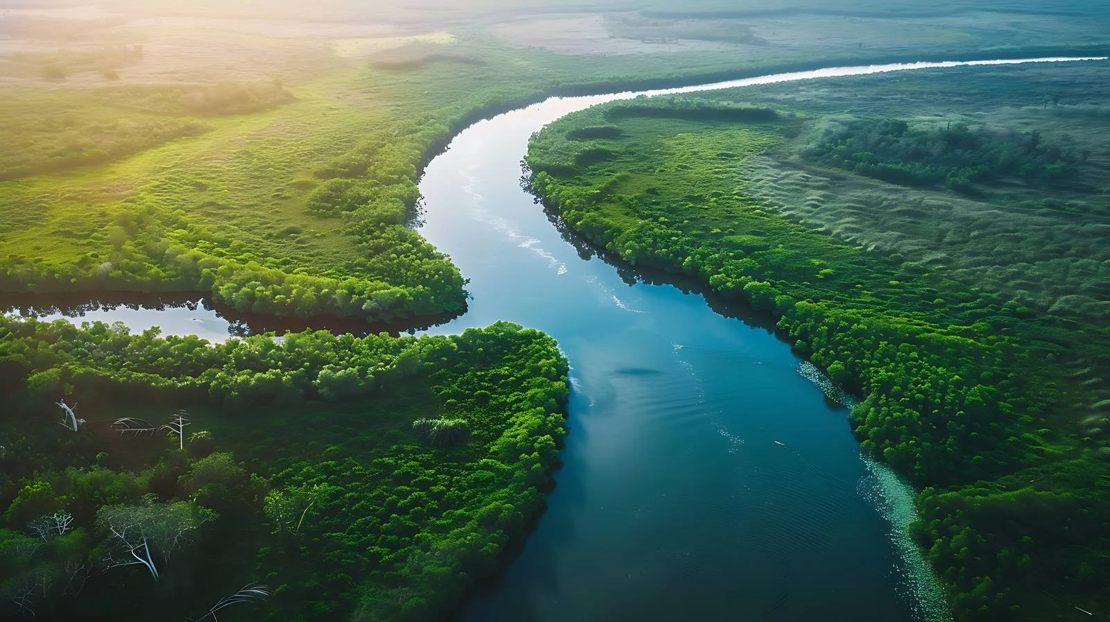 Serene River Landscape at Morning Light — free download from Dotvec