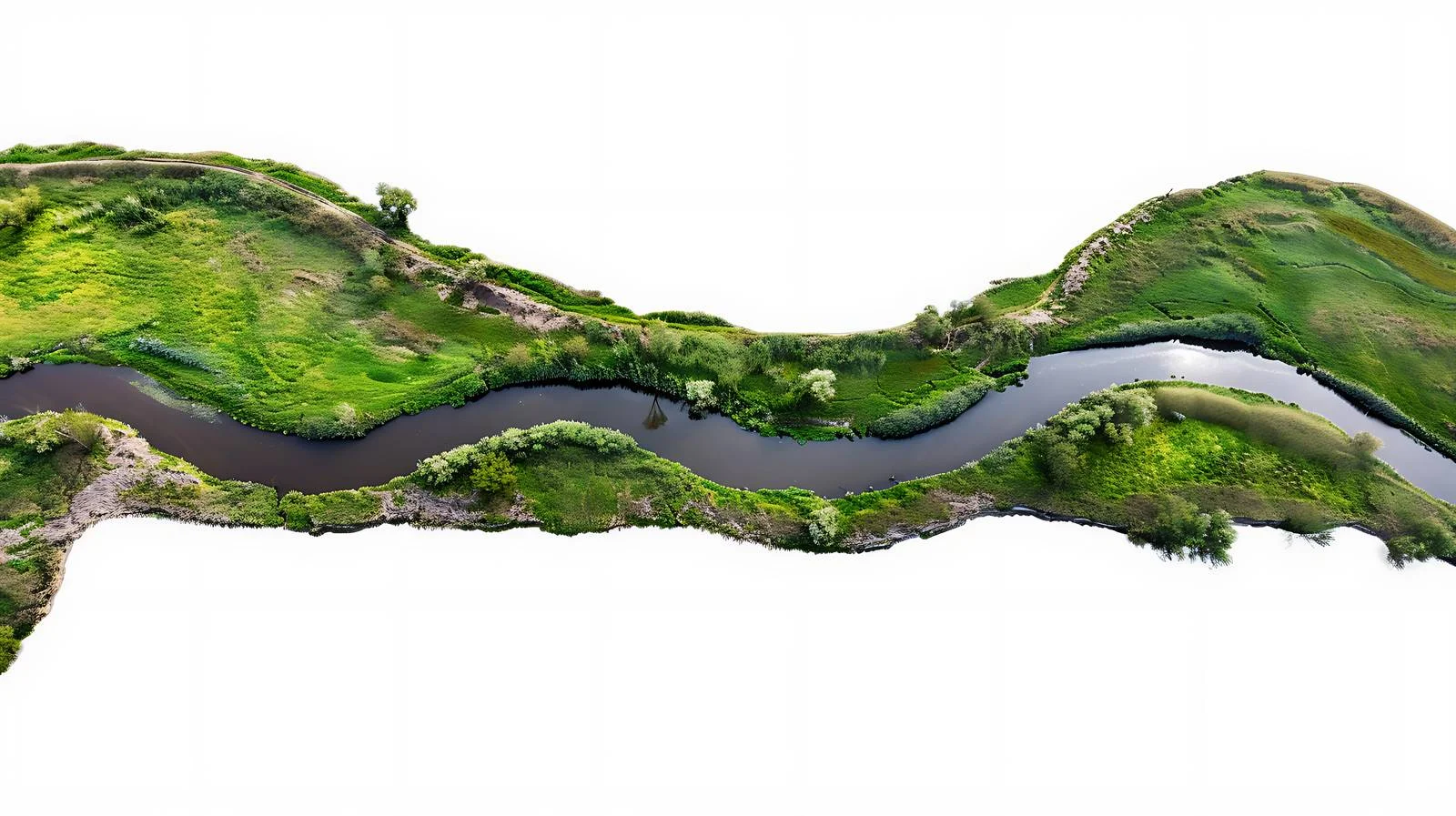 Serene Morning River from Above Isolated — free download from Dotvec