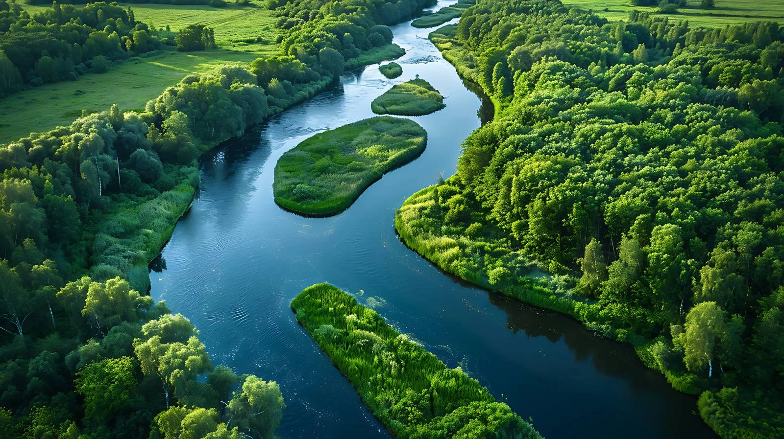 Serene Summer River From Above View — free download from Dotvec