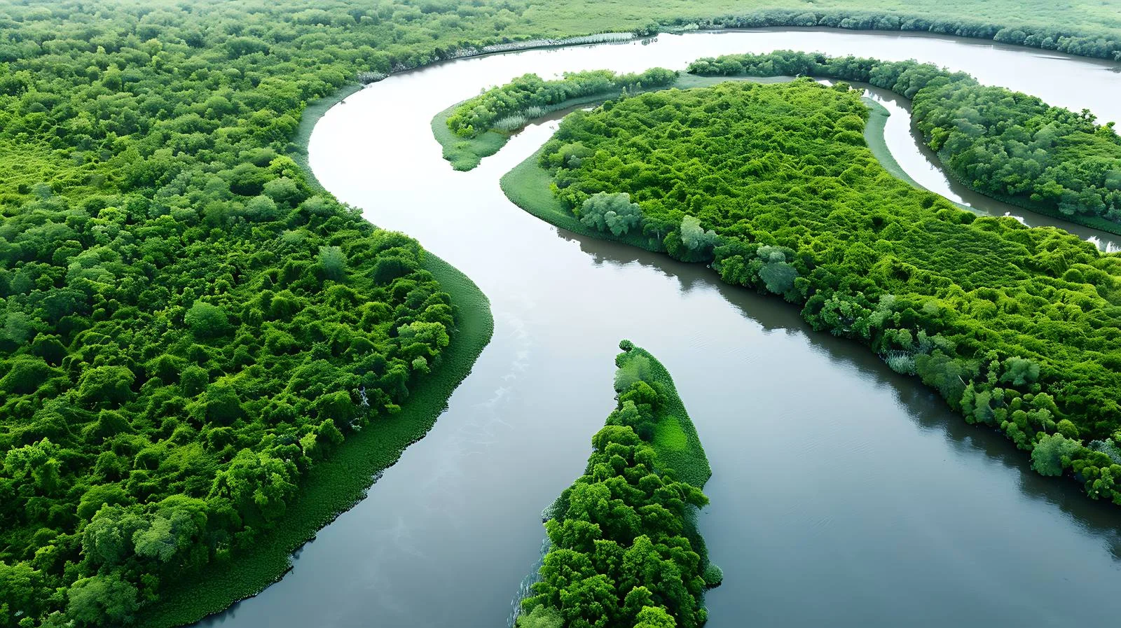 Serene Aerial Landscape of Isolated River — free download from Dotvec