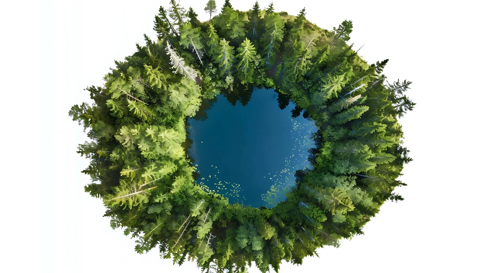 Tranquil Lake Nestled Amid Forest Canopy — free download from Dotvec