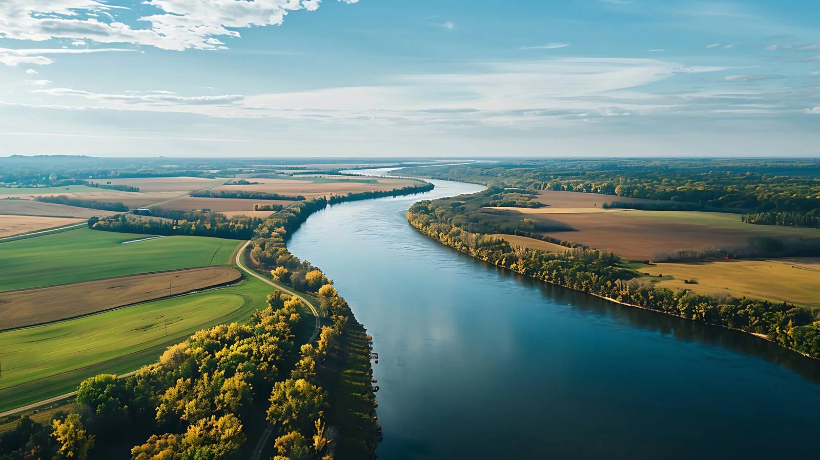 Scenic Aerial Perspective of Mississippi River and Fields — free download from Dotvec