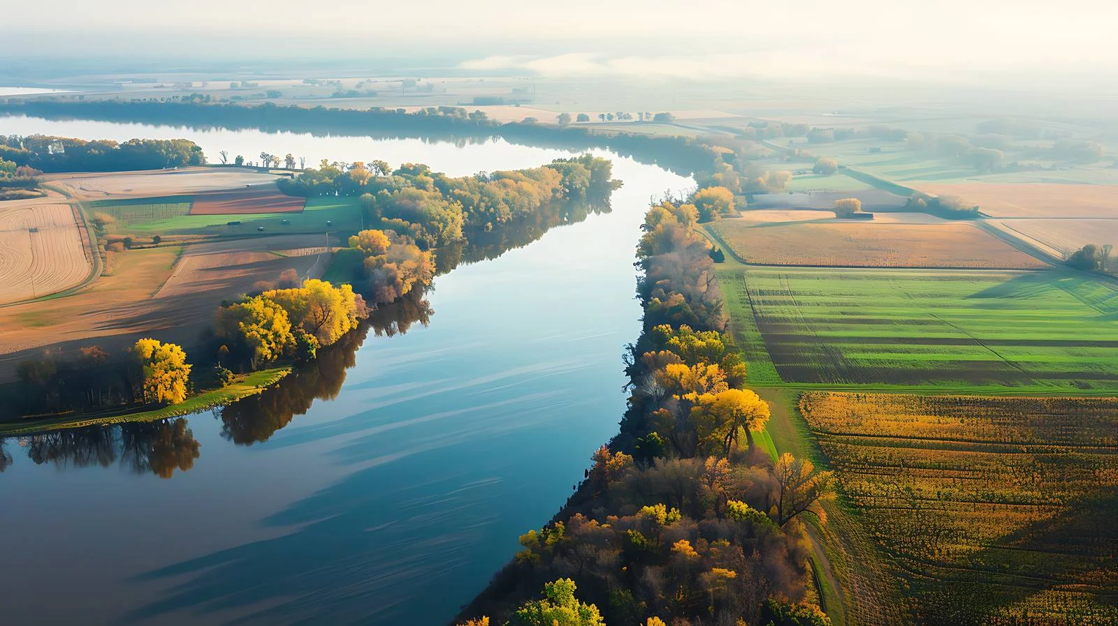 Mississippi River and Farmland Aerial Vista — free download from Dotvec
