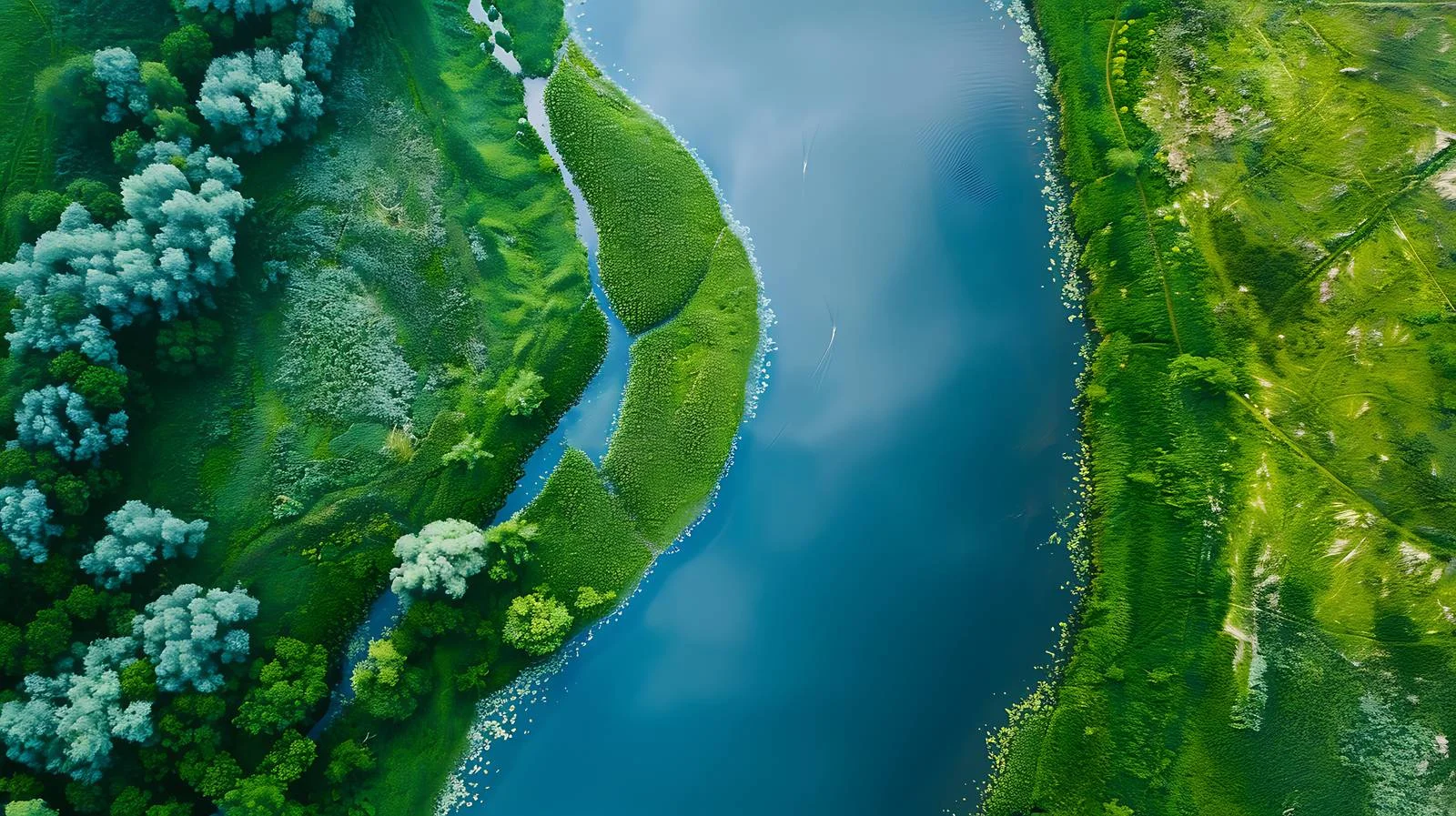 Elevated View of Serene River Landscape — free download from Dotvec