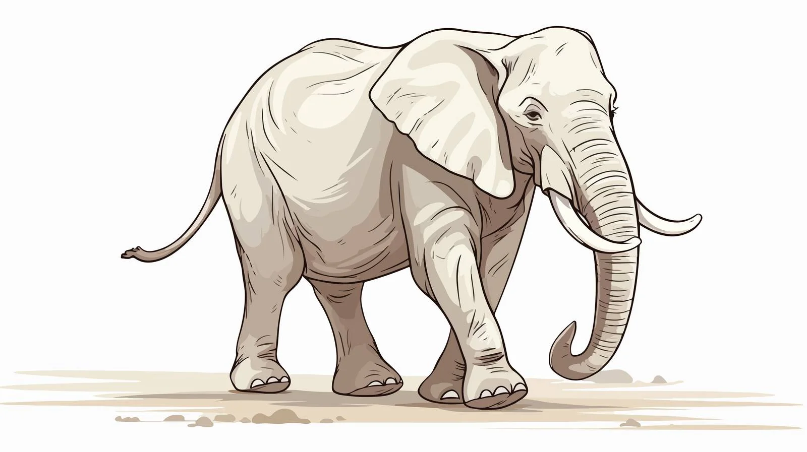 Hand-drawn African Elephant Walking Sketch — free download from Dotvec