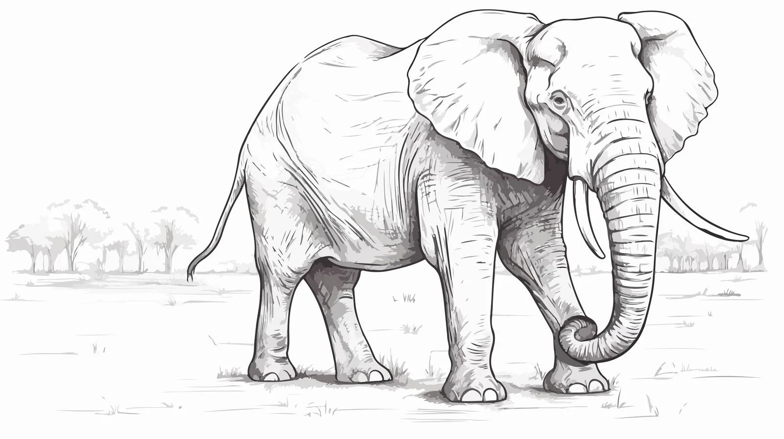 Hand-Drawn African Elephant Vector Sketch — free download from Dotvec