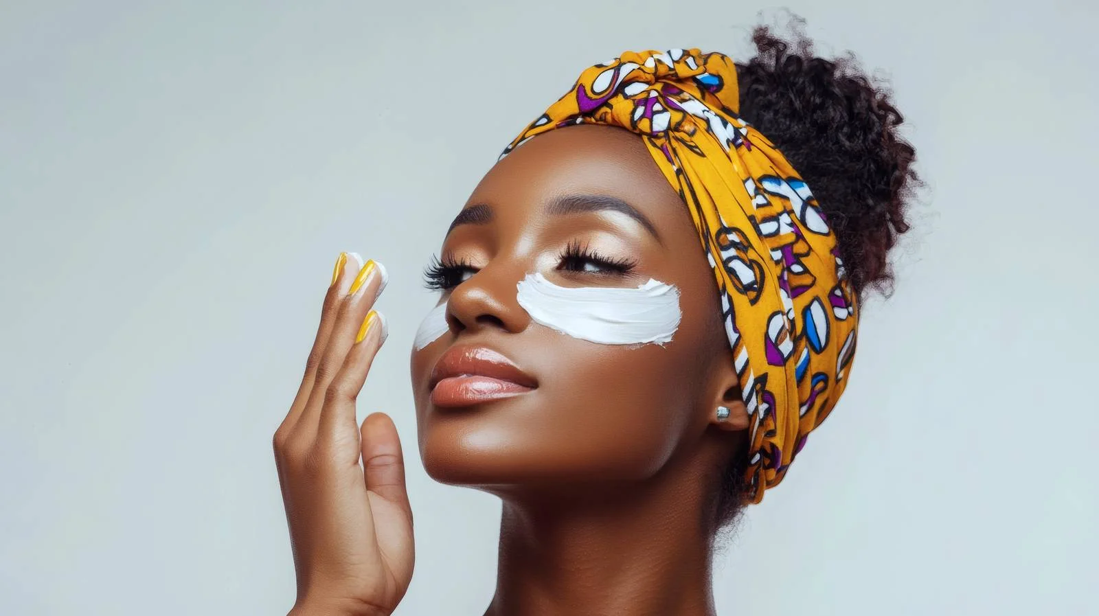 African woman using beauty cream, white background — free download from Dotvec