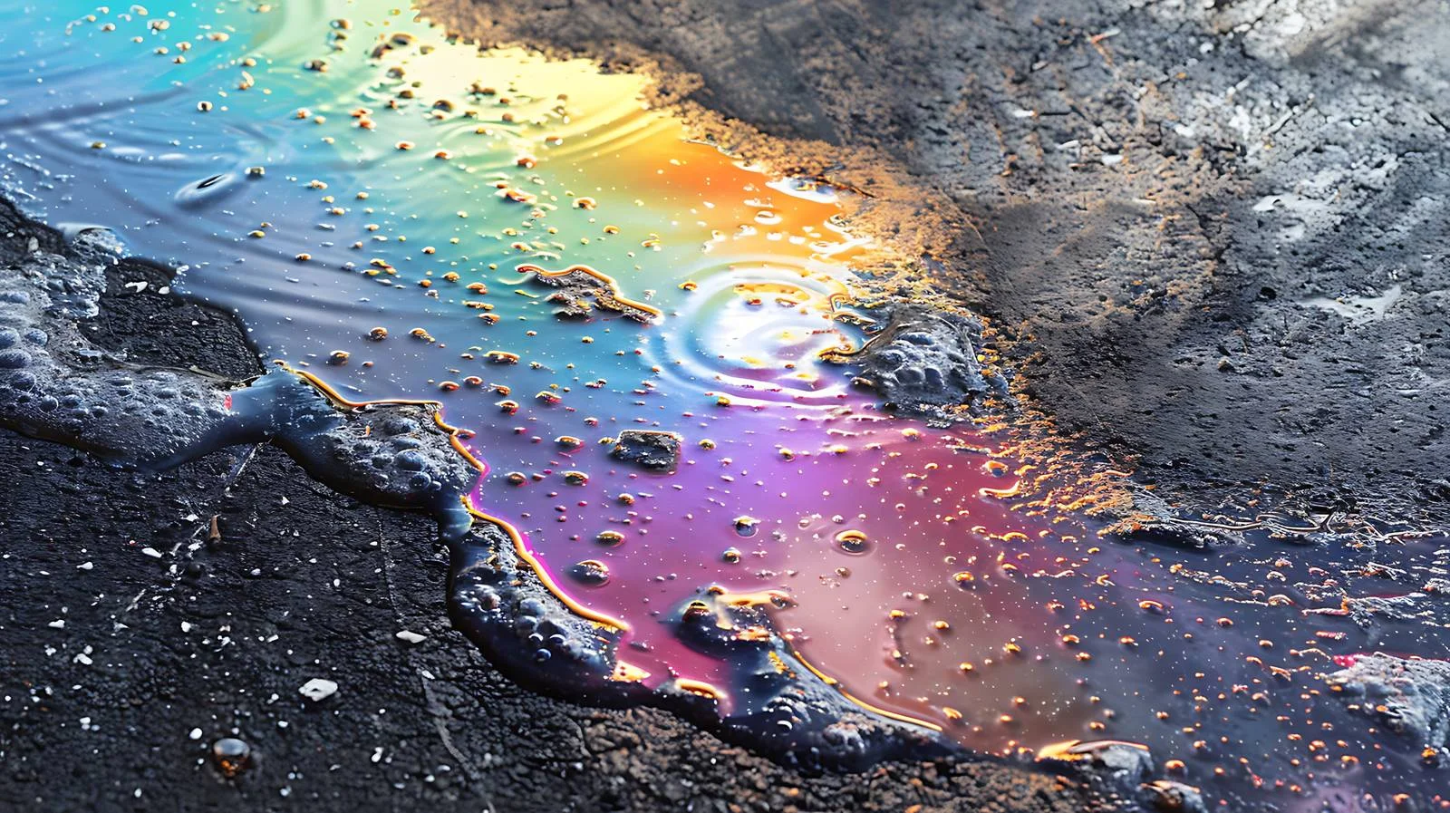 Rainwater Oil Stains Reflecting on Ground — free download from Dotvec