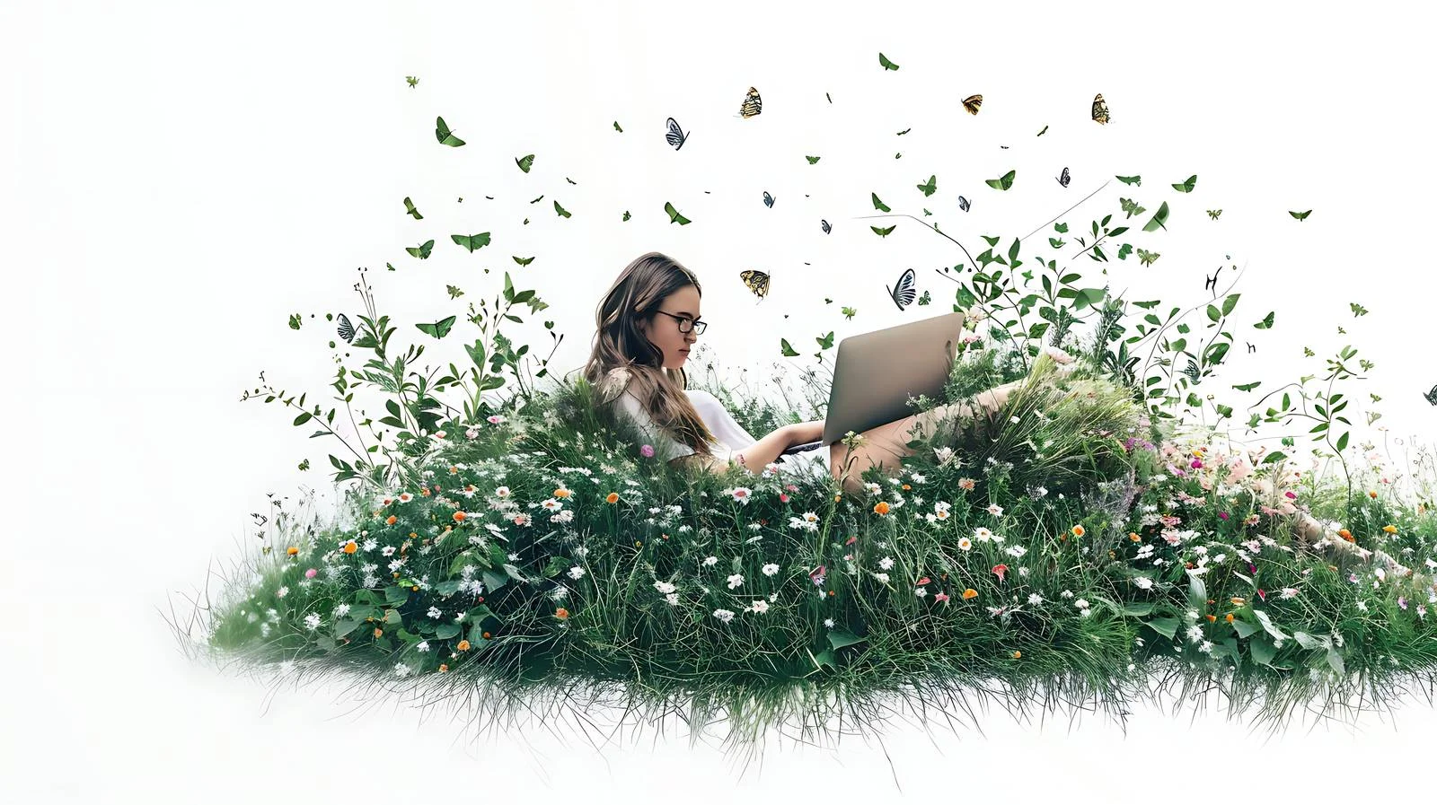 Serene woman reclining amidst natural setting — free download from Dotvec