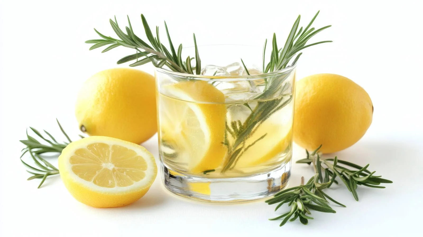 Elegant Lemon Rosemary Infused Alcoholic Beverage — free download from Dotvec