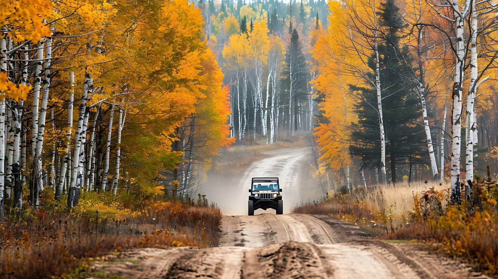 Off-road vehicle descends dirty track in North — free download from Dotvec