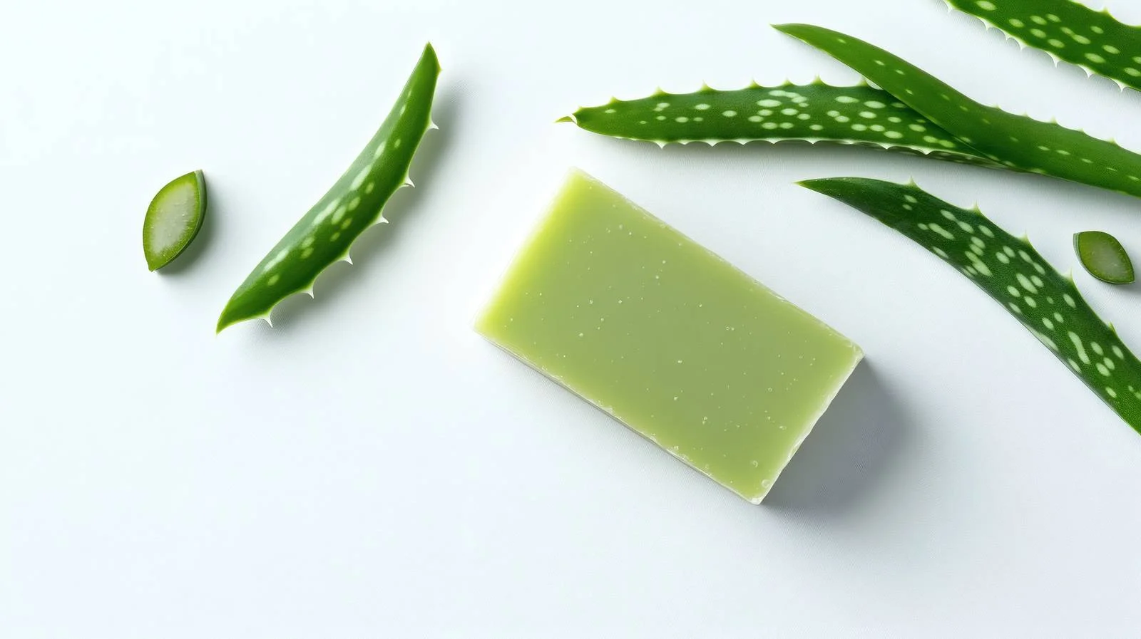 Aloe Vera Leaves and Soap Bar on White Background — free download from Dotvec