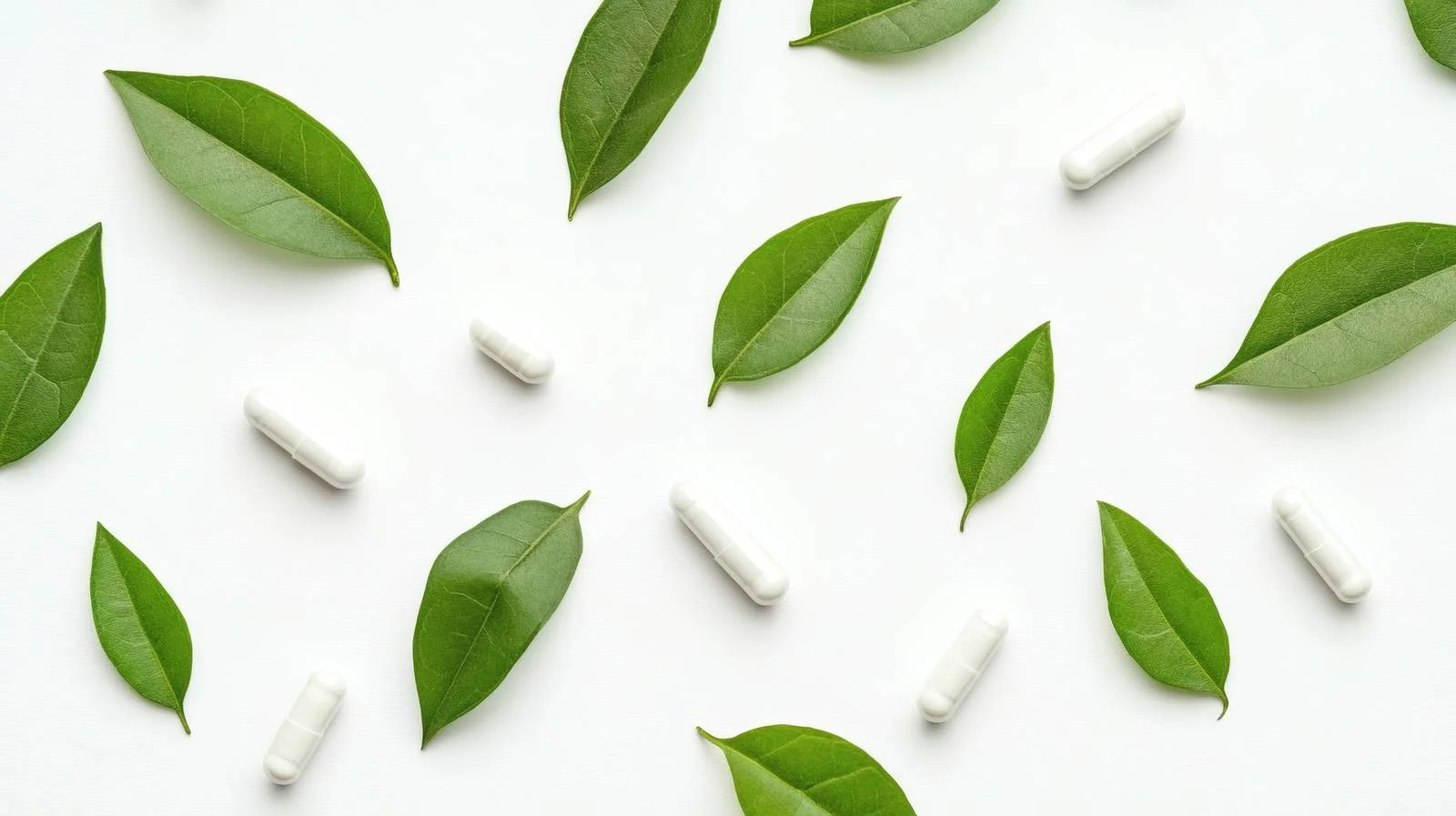 Herbal Supplements with Green Leaves Isolated — free download from Dotvec
