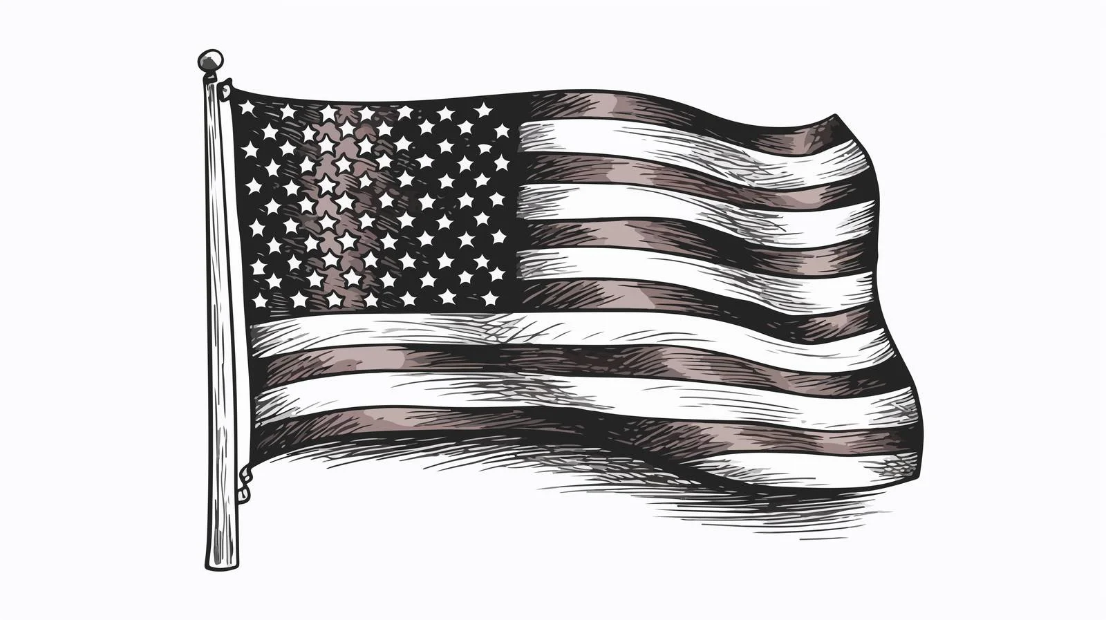 Vintage American Flag Sketch Vector Art — free download from Dotvec