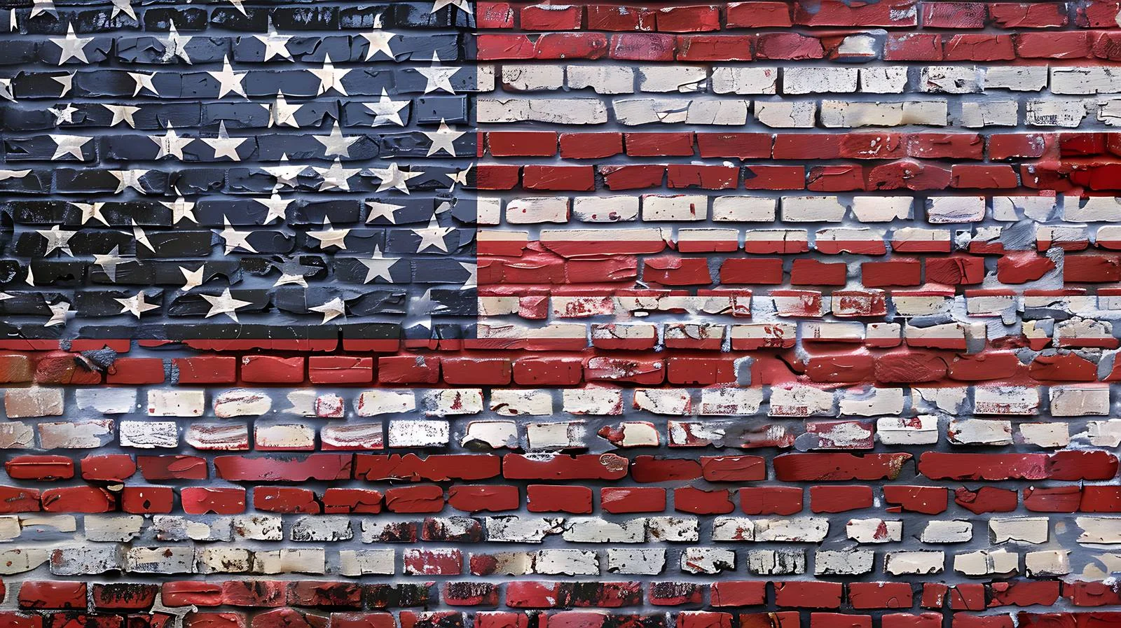 Patriotic American Flag on Vintage Brick Wall — free download from Dotvec