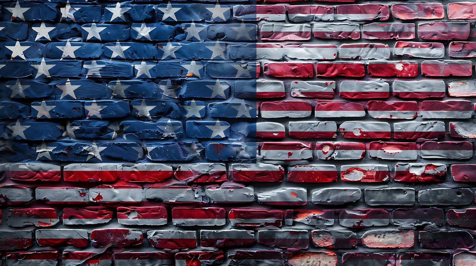 Patriotic American Flag on Weathered Brick Wall — free download from Dotvec