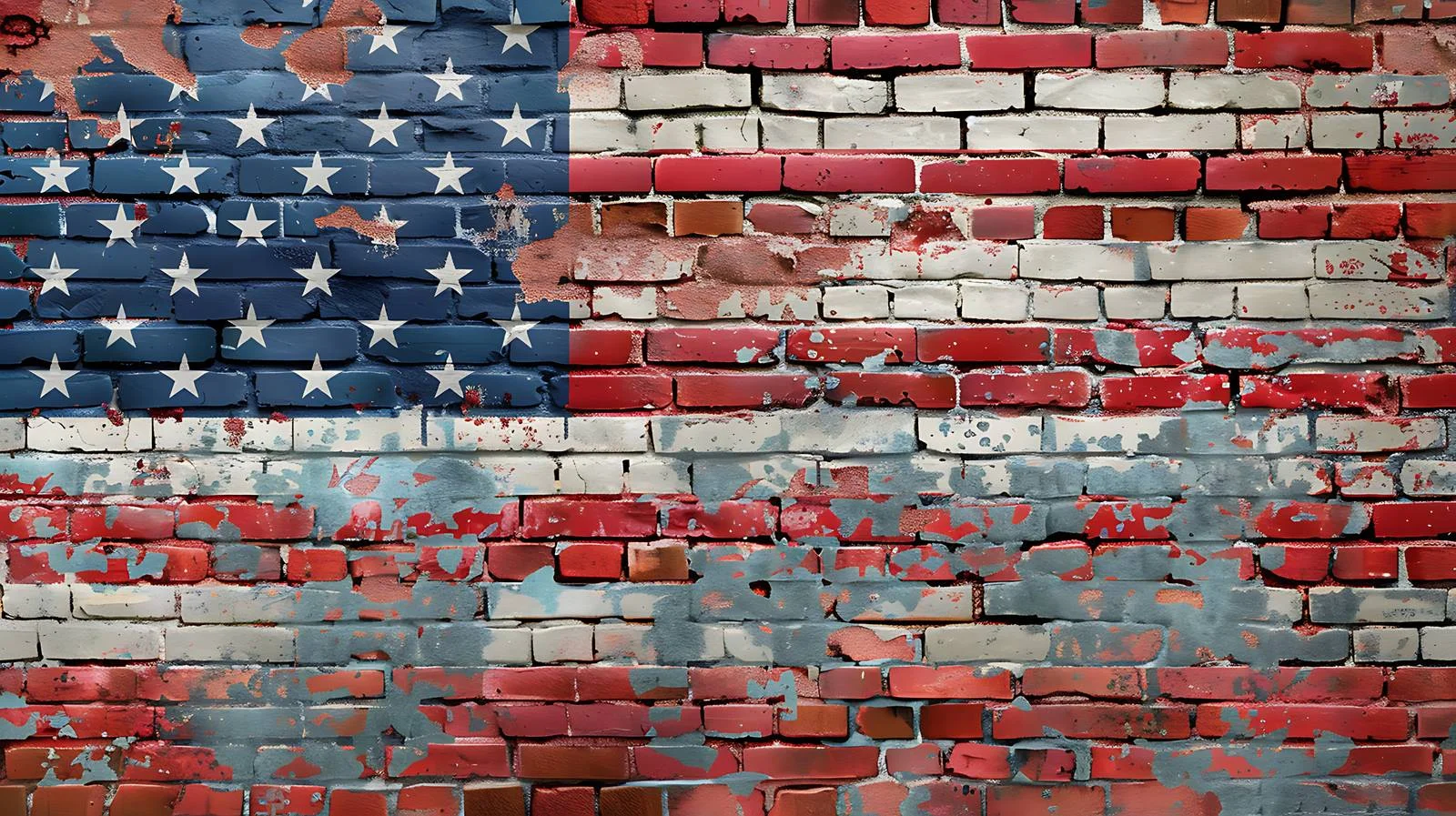 Patriotic American Flag on Vintage Brick Wall — free download from Dotvec