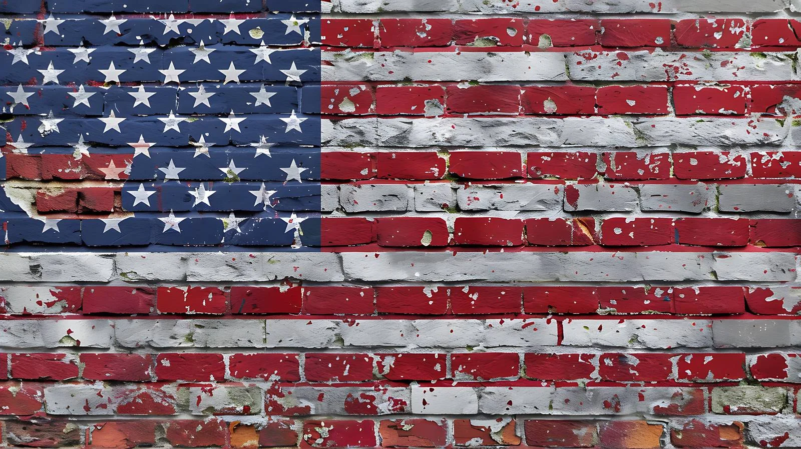 Patriotic American Flag on Weathered Brick — free download from Dotvec