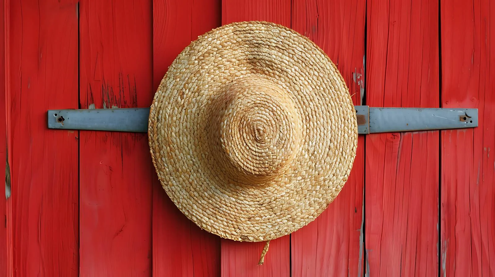 Traditional Amish Straw Hat on Red Barn — free download from Dotvec
