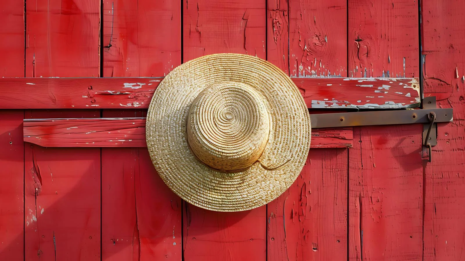 Traditional Amish Straw Hat on Red Barn — free download from Dotvec