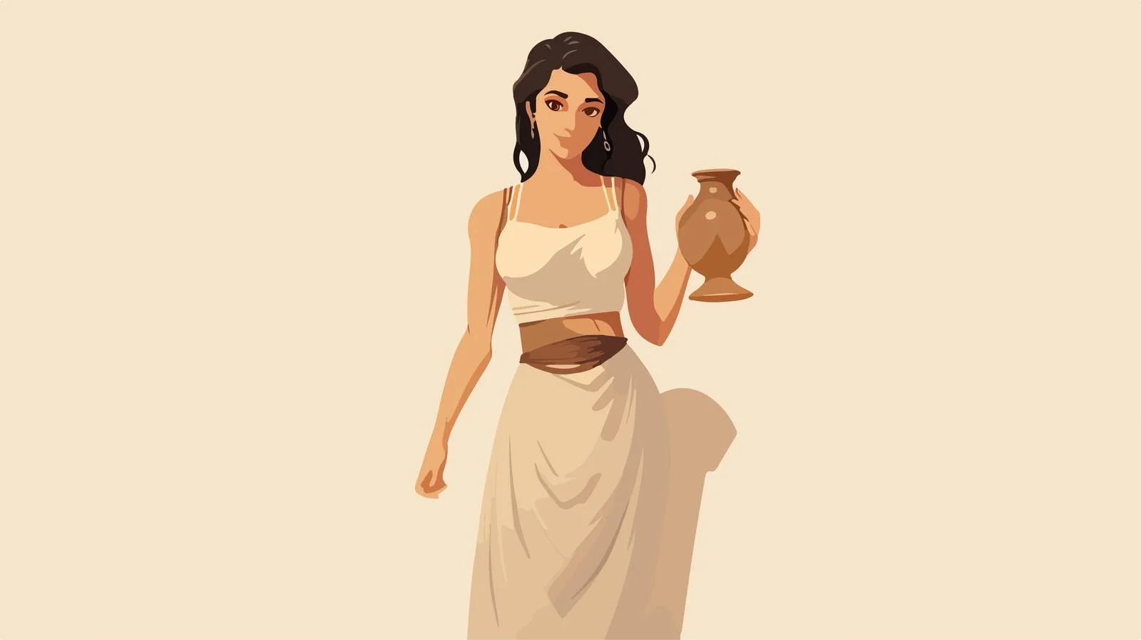 Ancient Greek Woman Standing in Tunic — free download from Dotvec