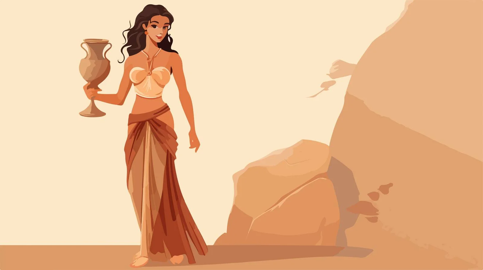 Ancient Greek Woman in Tunic Standing — free download from Dotvec