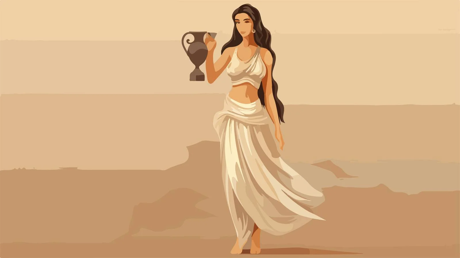 Ancient Greek Woman in Tunic Standing — free download from Dotvec