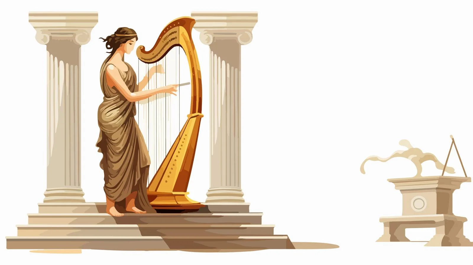 Ancient Greek Woman Near Pedestal – free pedestal image from Dotvec