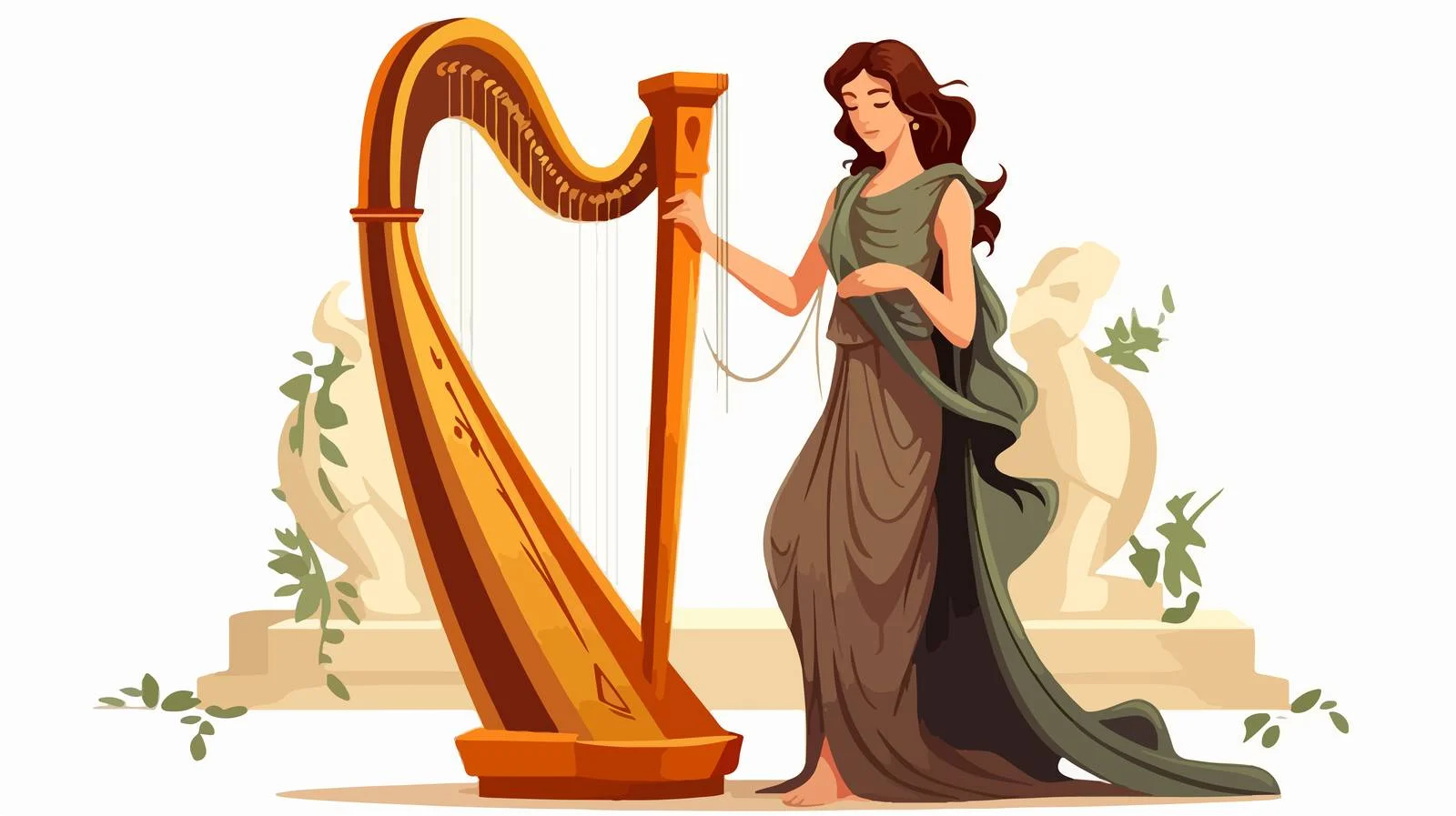 Ancient Greek Woman Near Pedestal — free download from Dotvec