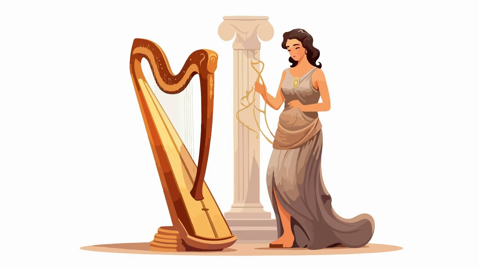 Ancient Greek Woman Near Pedestal — free download from Dotvec