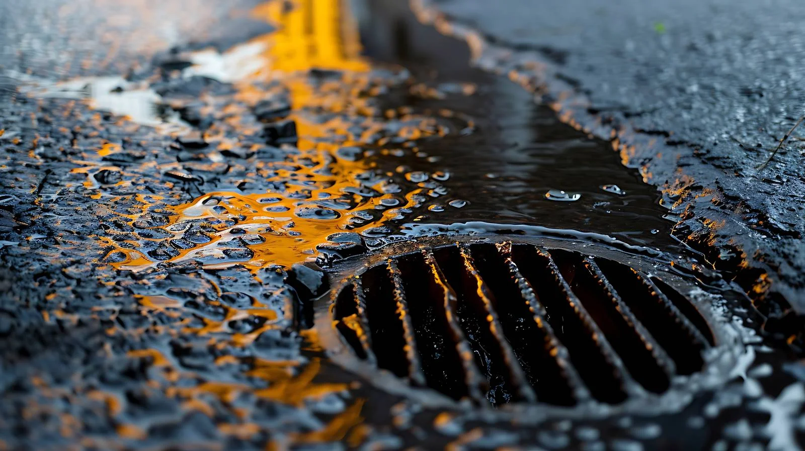 Glossy oil spill on asphalt road — free download from Dotvec